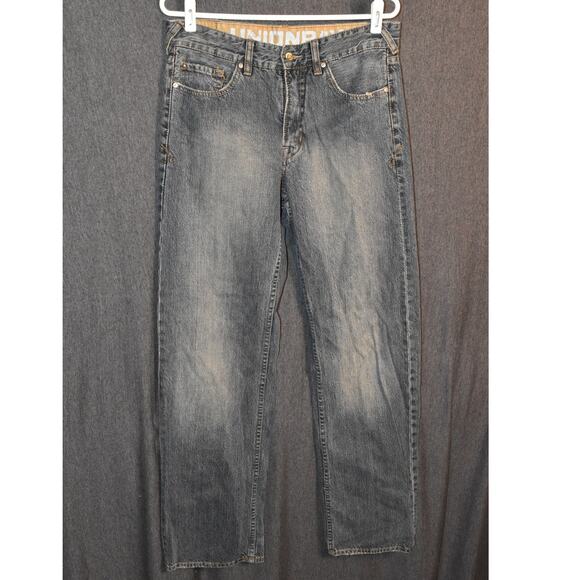 Unionbay Y2K Men's 32x32 Distressed Denim Blue Jeans Straight Leg Streetwear - Picture 1 of 12